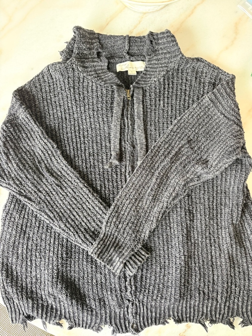 Vintage Havana size large gray zip up cardigan